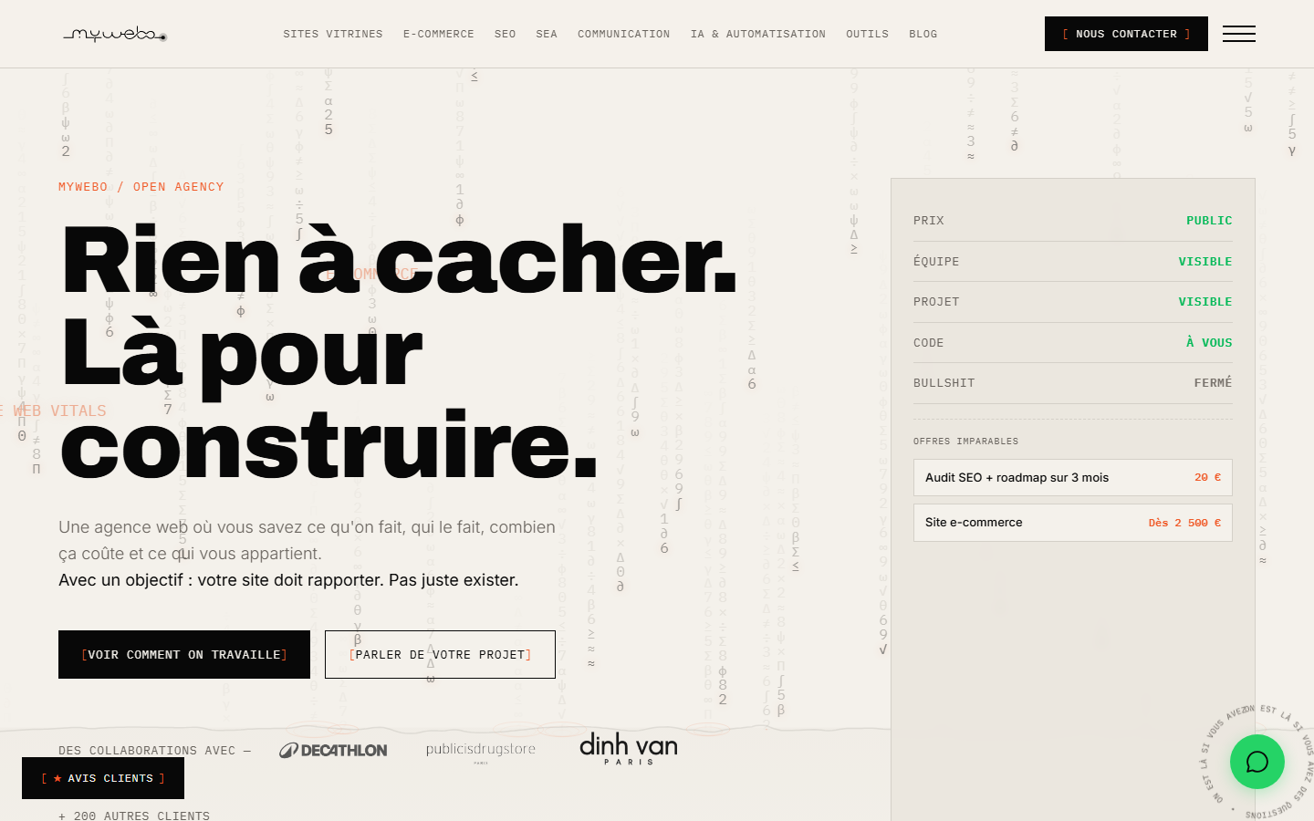 Aperçu du site de MYWEBO