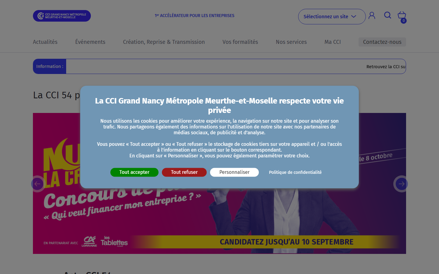 Aperçu du site de Chambre de commerce et d'industrie Grand Nancy Métropole Meurthe-et-Moselle