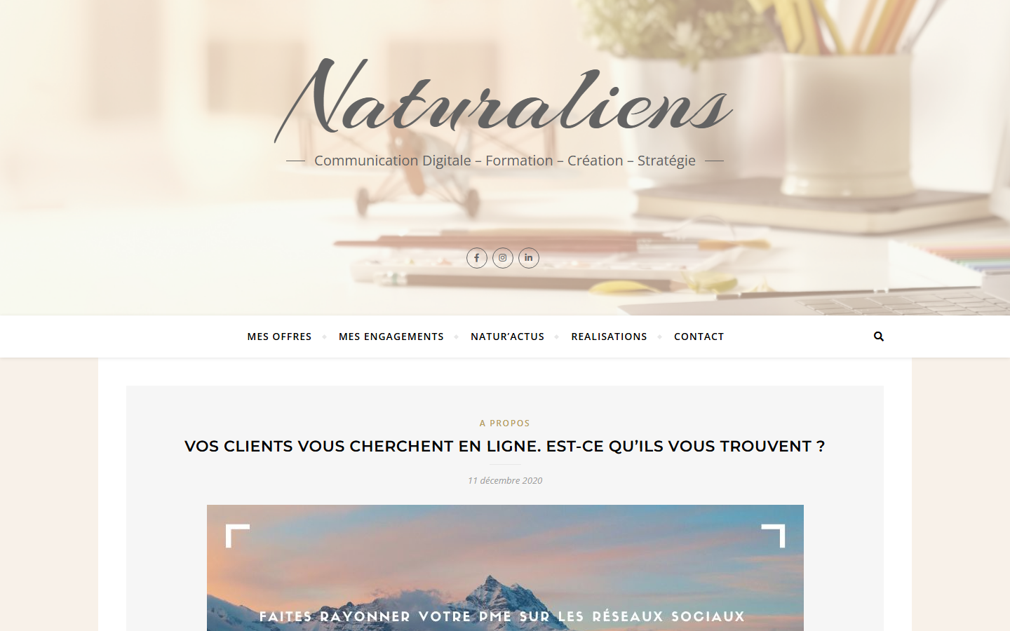 Aperçu du site de NATURALIENS