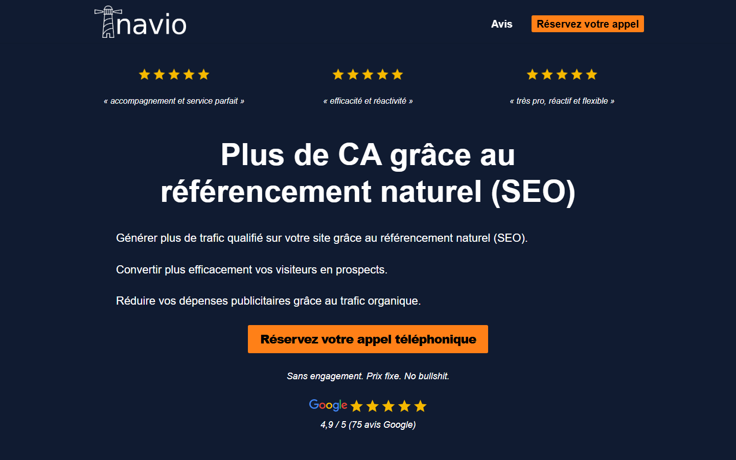 Aperçu du site de Navio.fr