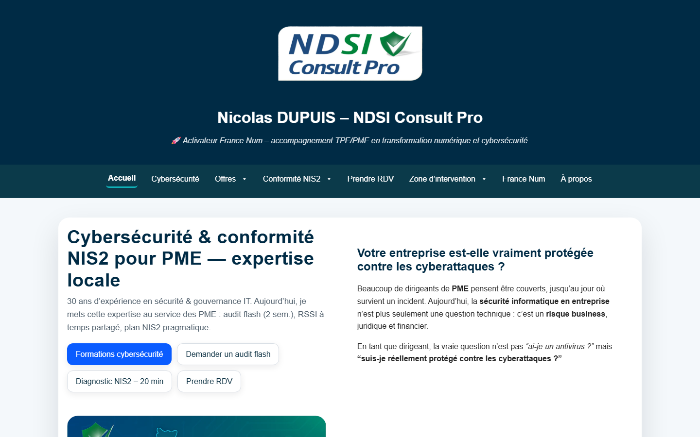 Aperçu du site de NDSI Consult Pro
