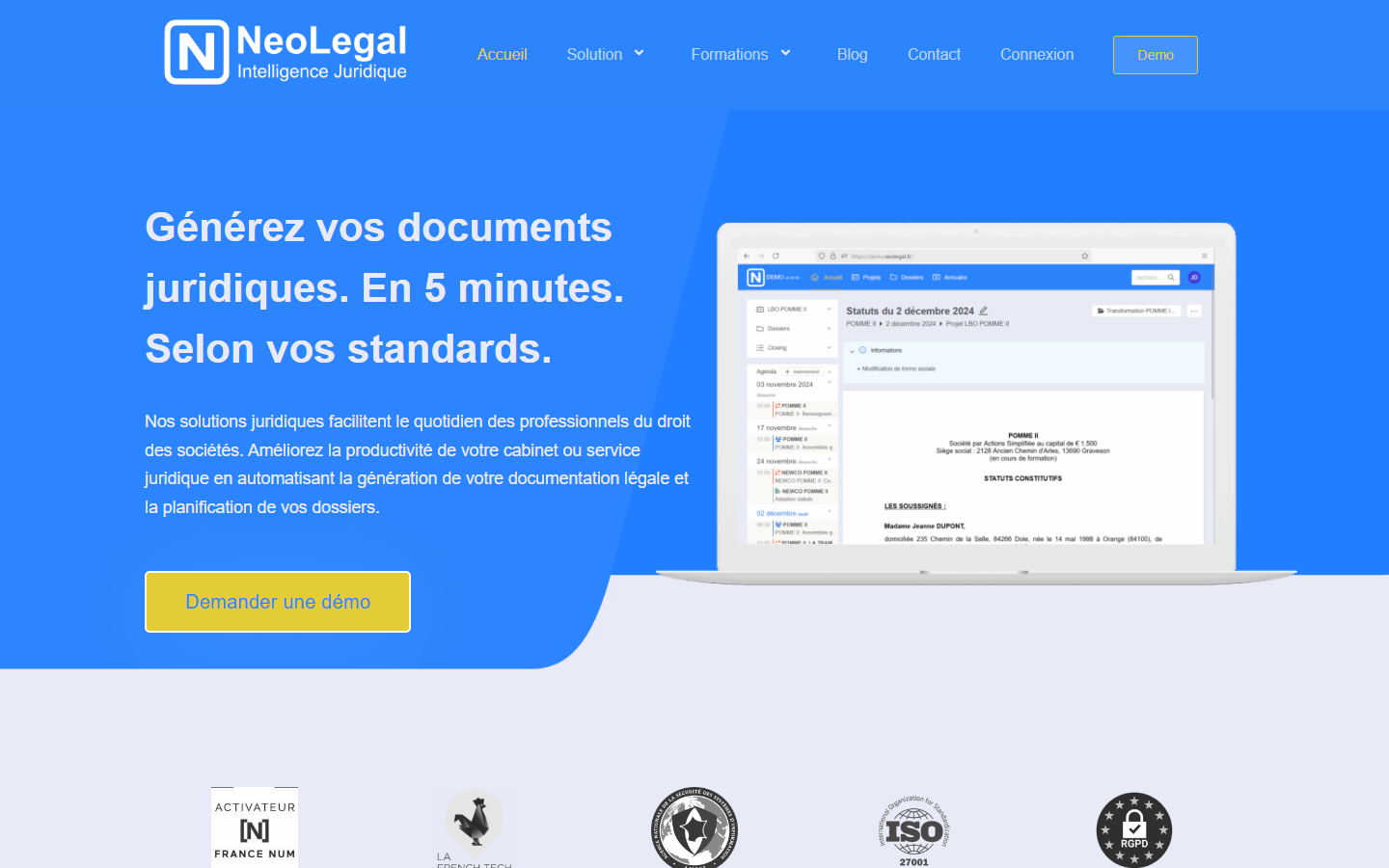 Aperçu du site de NEOLEGAL