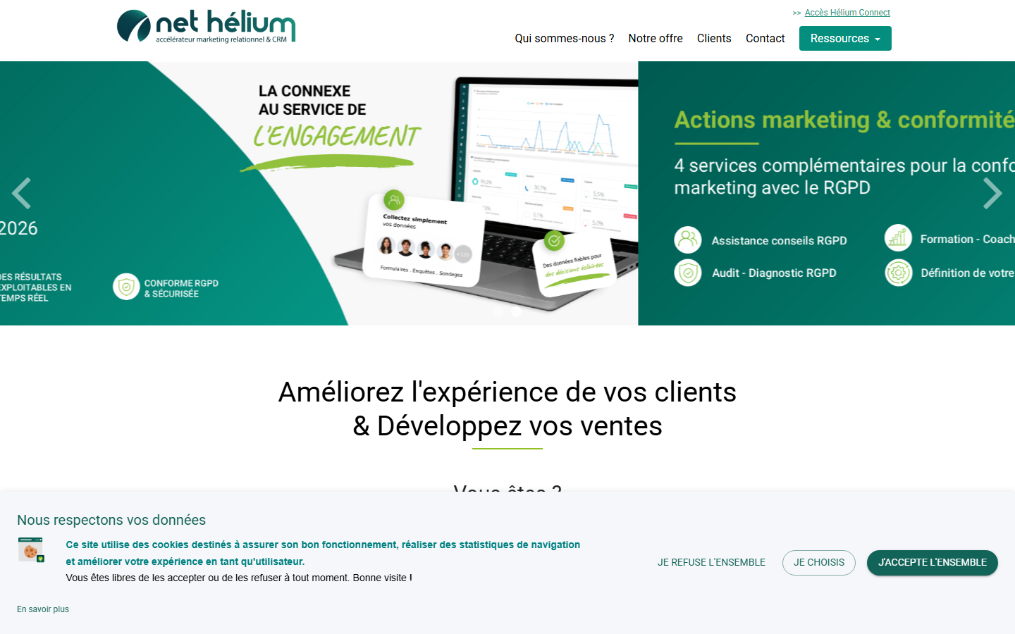 Aperçu du site de Net Hélium - Accélérateur Marketing Relationnel & Crm