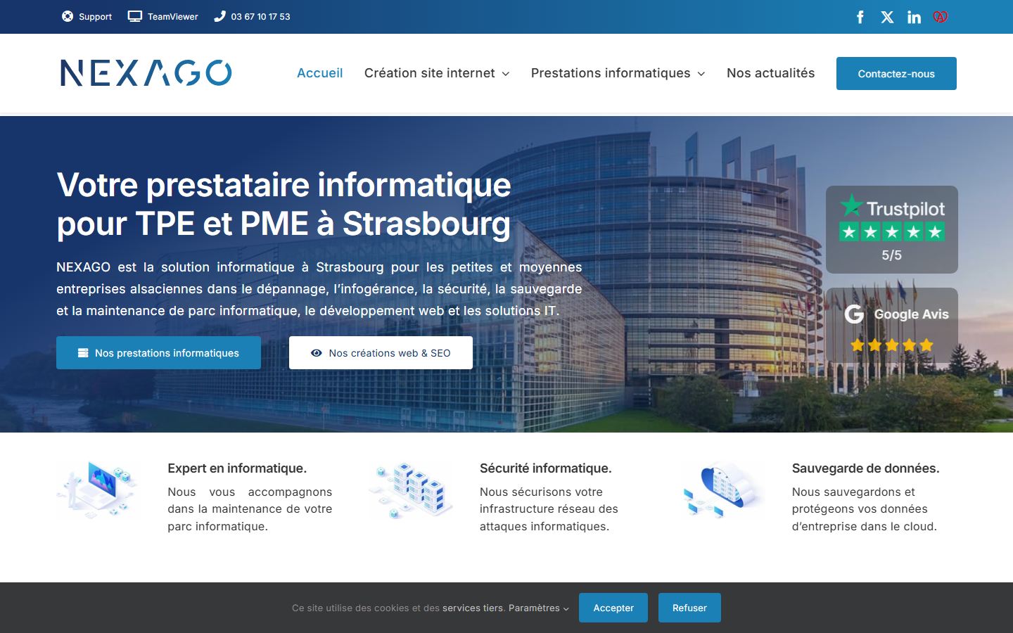 Aperçu du site de NEXAGO