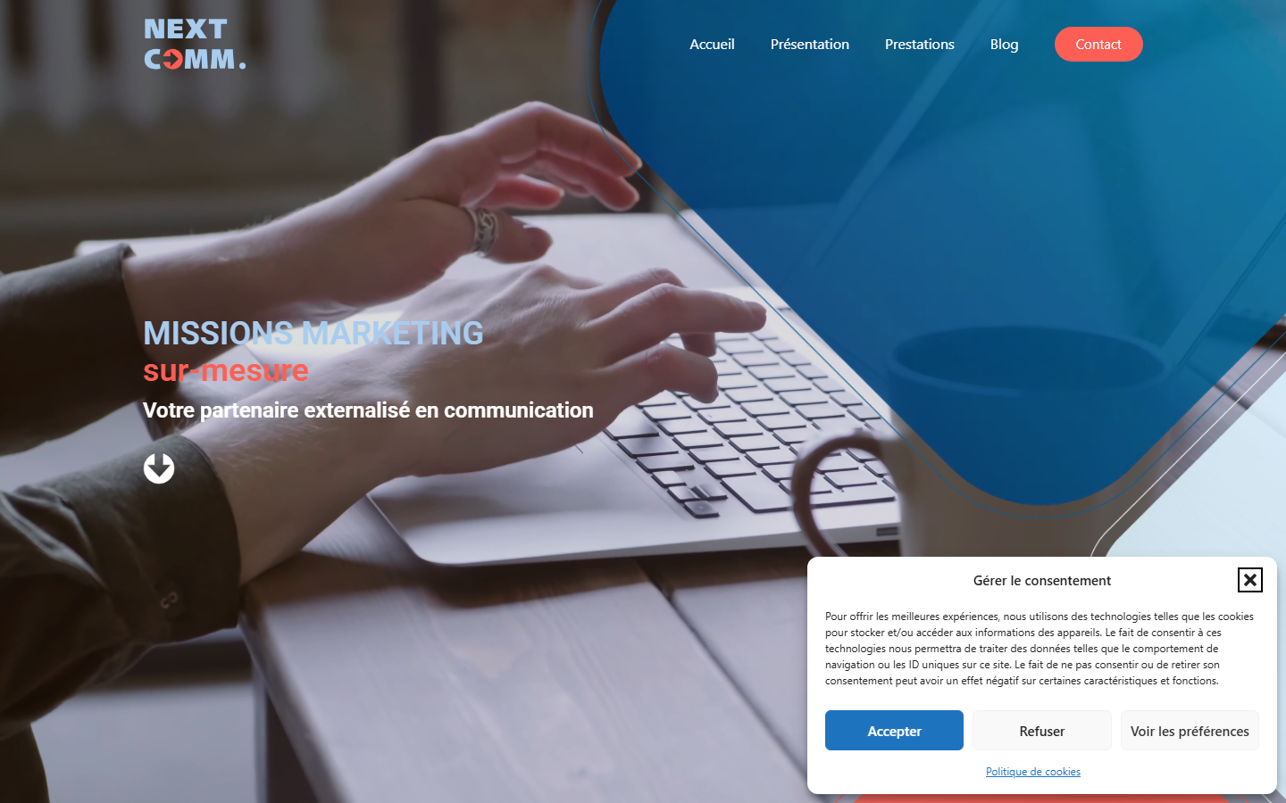 Aperçu du site de Next Comm