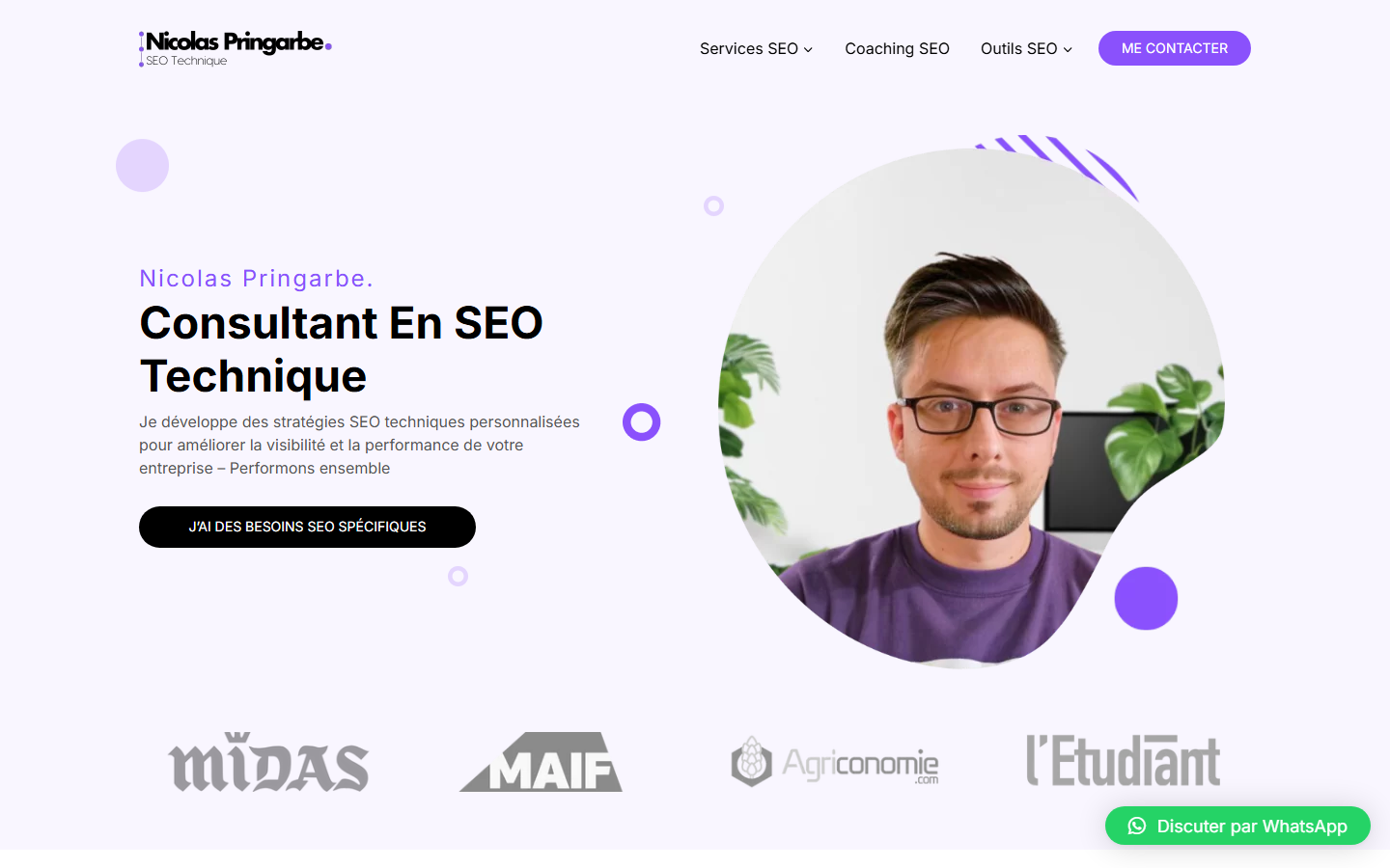 Aperçu du site de Pringarbe Nicolas