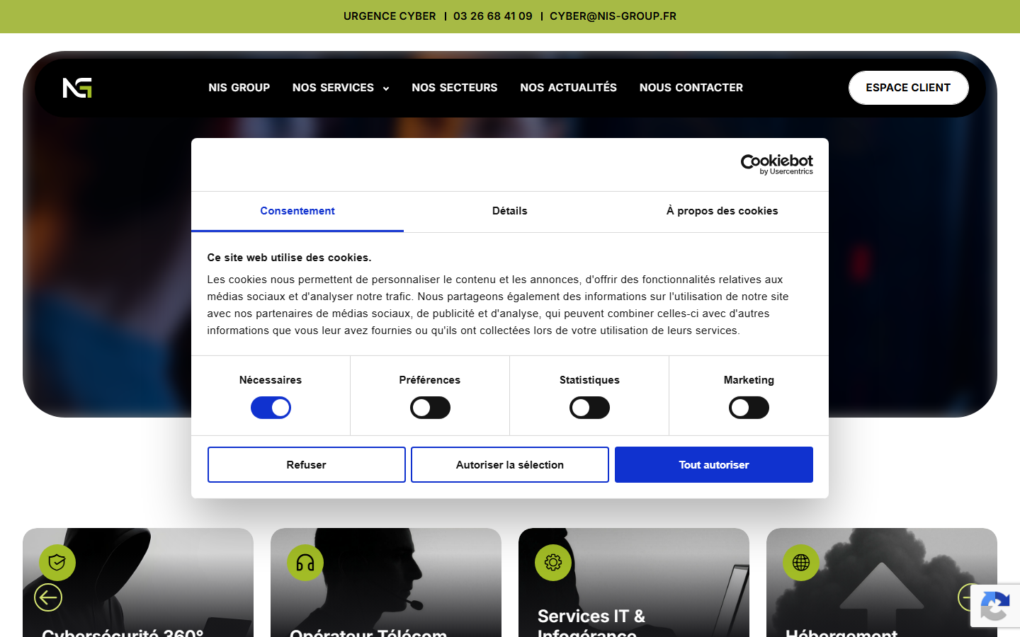 Aperçu du site de NIS GROUP