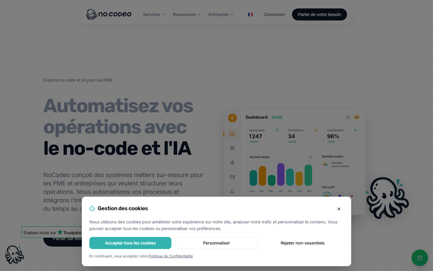 Aperçu du site de NoCodeo