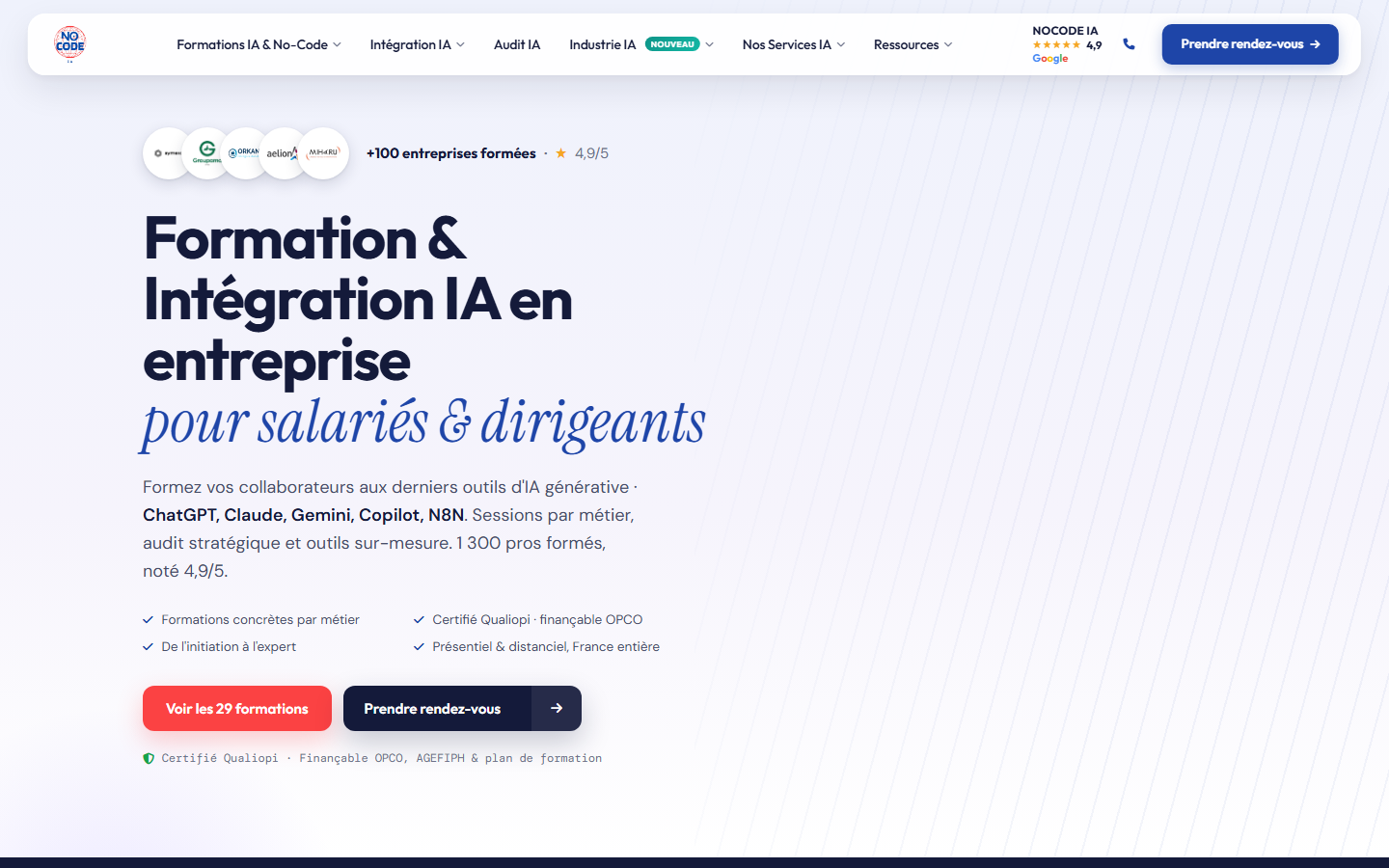 Aperçu du site de NOCODE IA