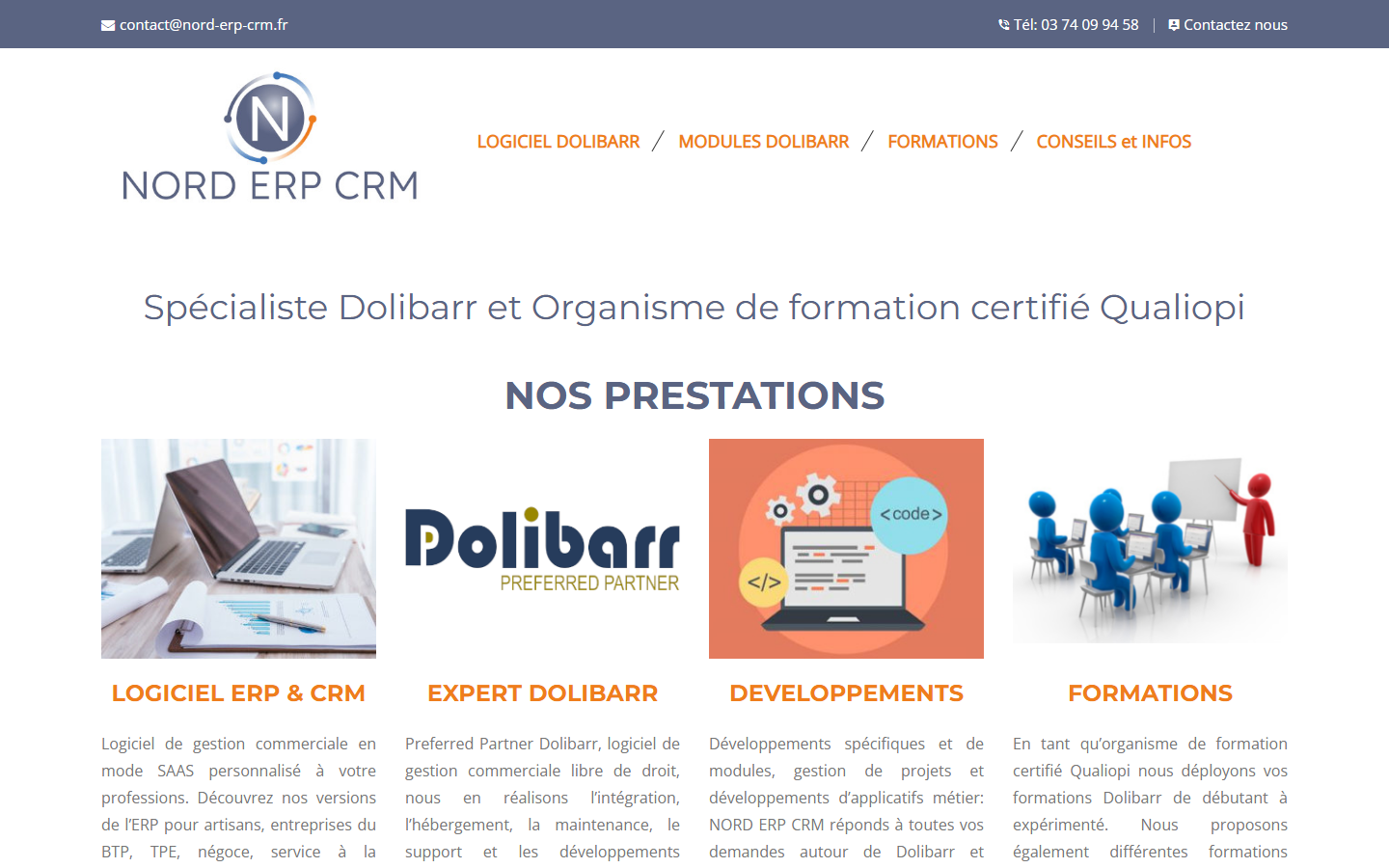 Aperçu du site de NORD ERP CRM