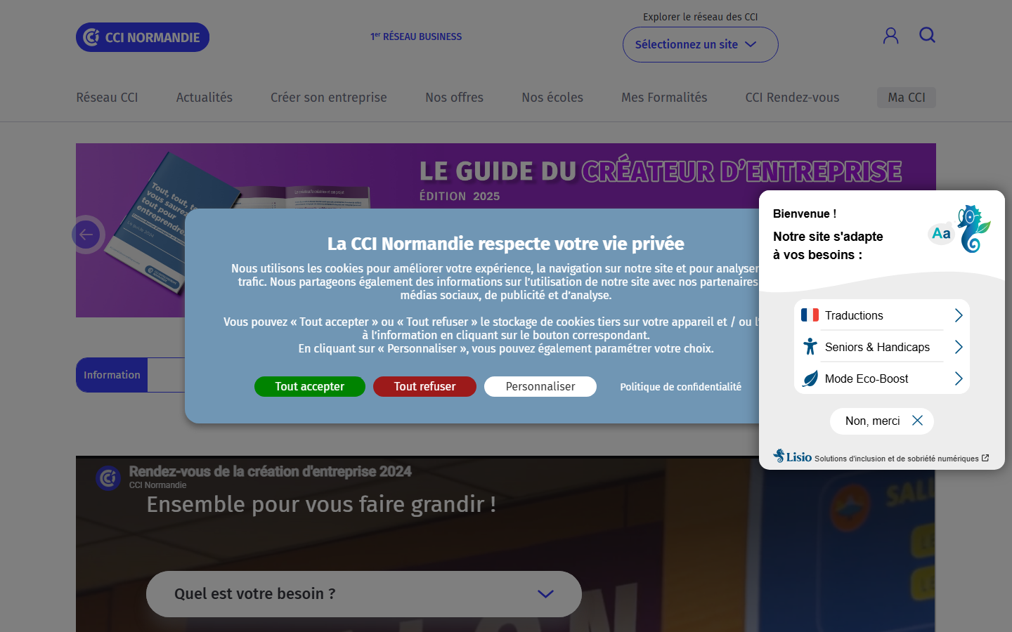Aperçu du site de CHAMBRE DE COMMERCE ET D'INDUSTRIE DE REGION NORMANDIE