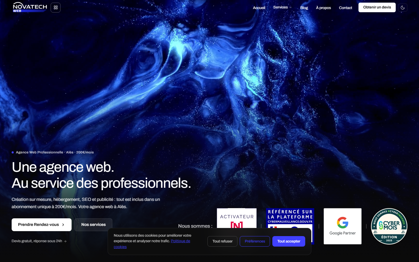 Aperçu du site de Nova Tech Web