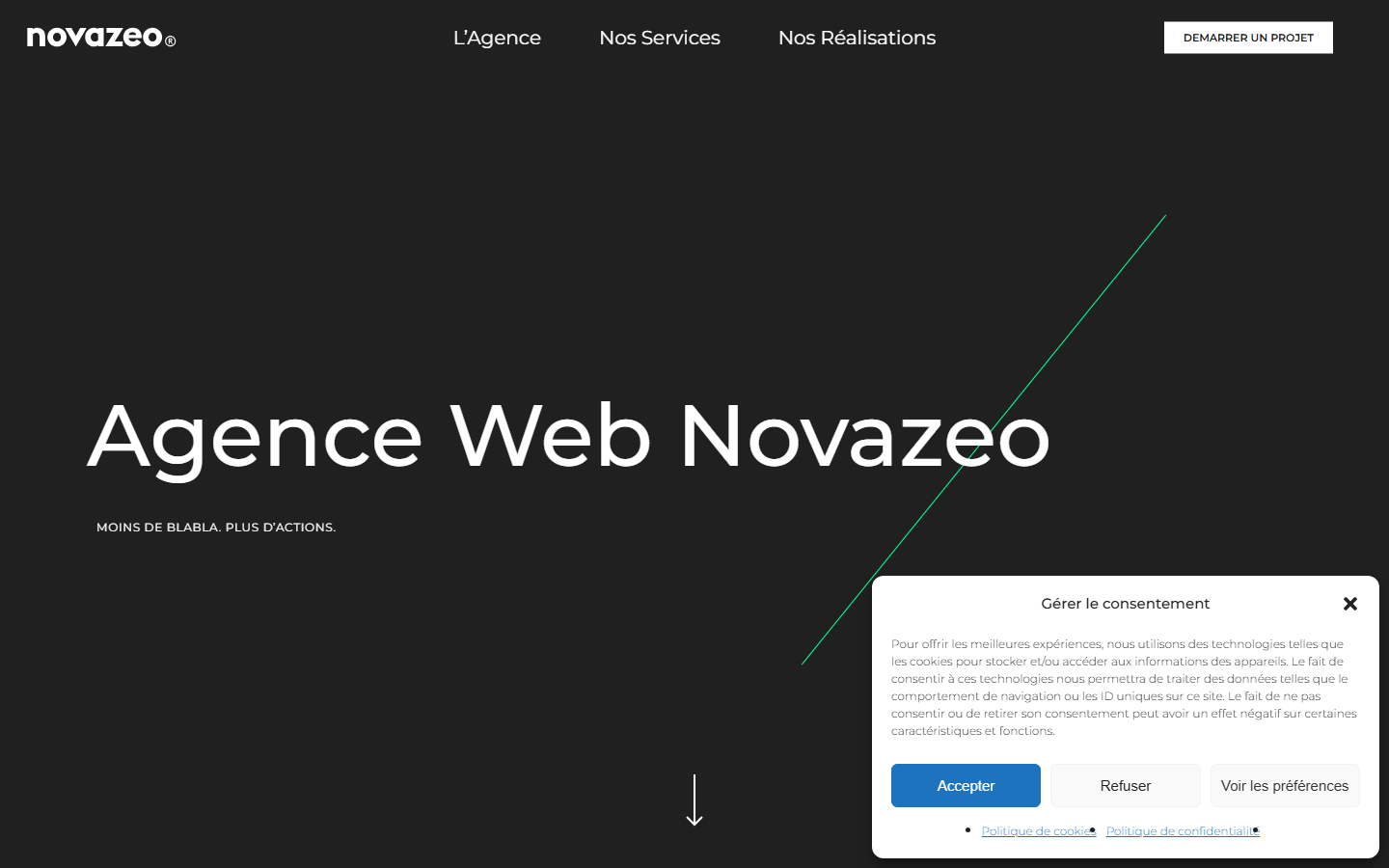 Aperçu du site de NOVAZEO
