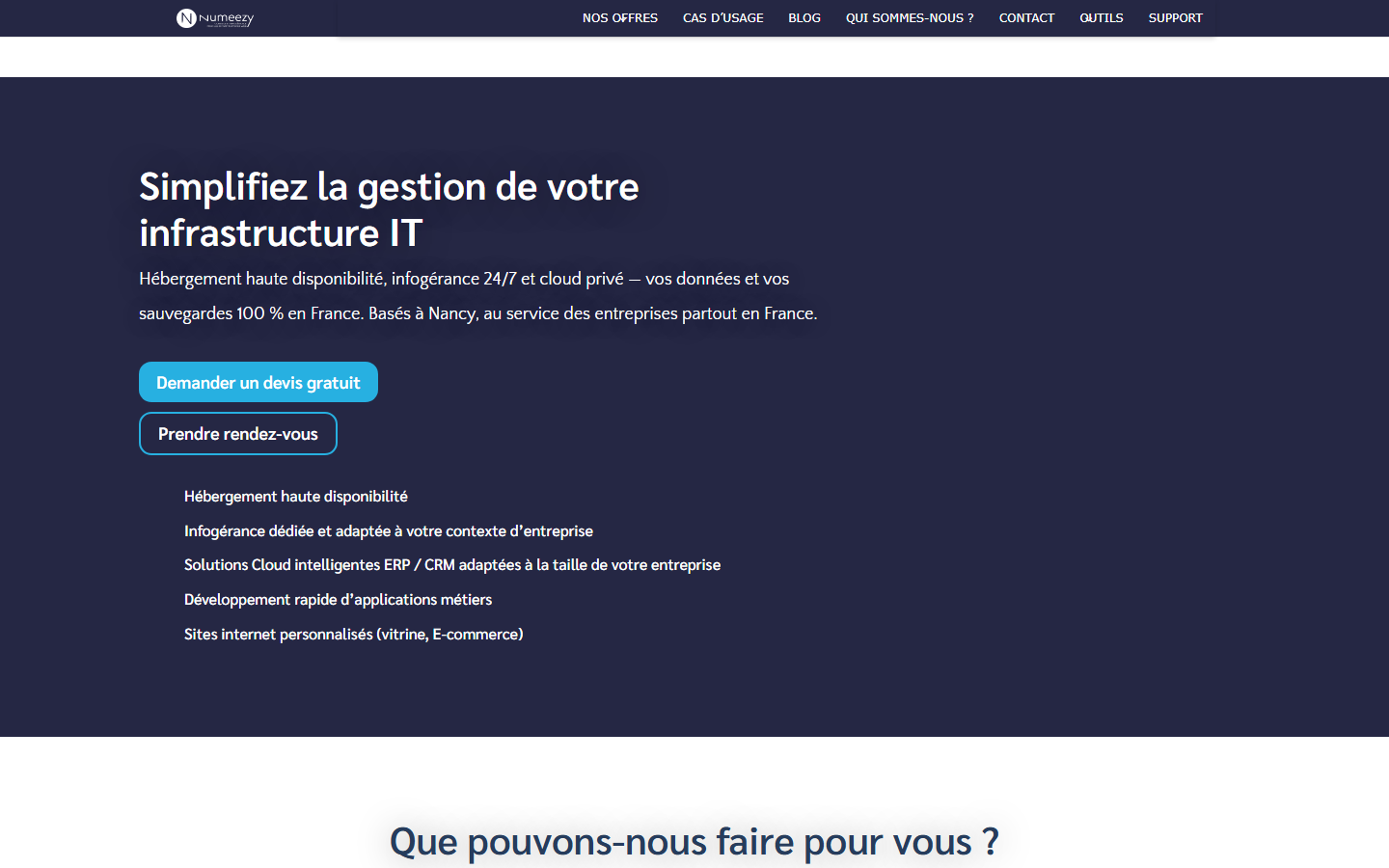 Aperçu du site de Numeezy