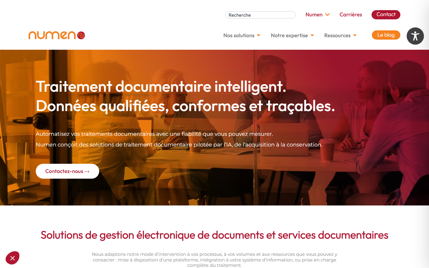 Aperçu du site de Numen Services