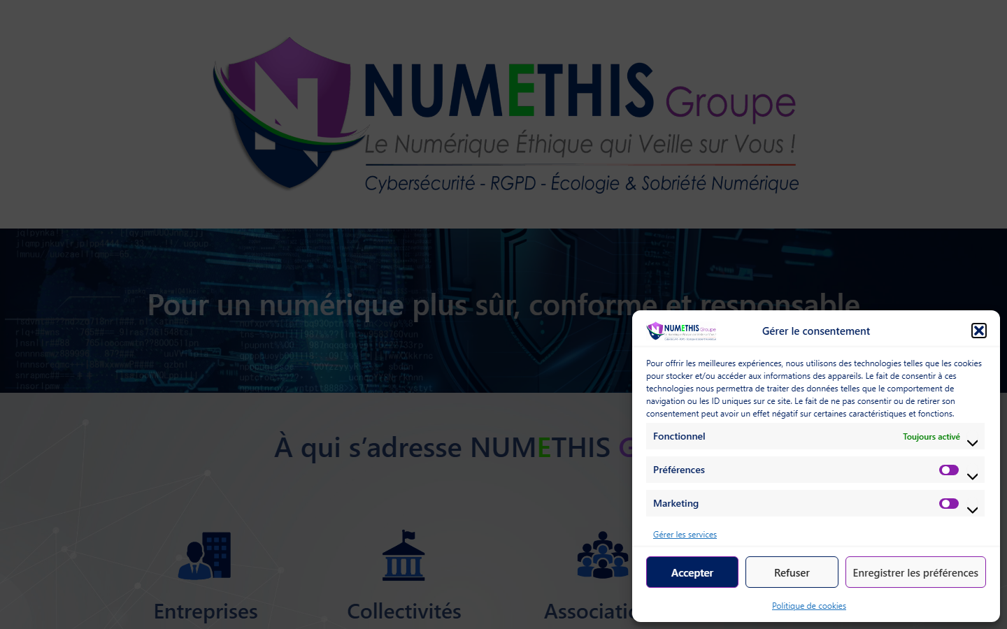 Aperçu du site de NUMETHIS Groupe