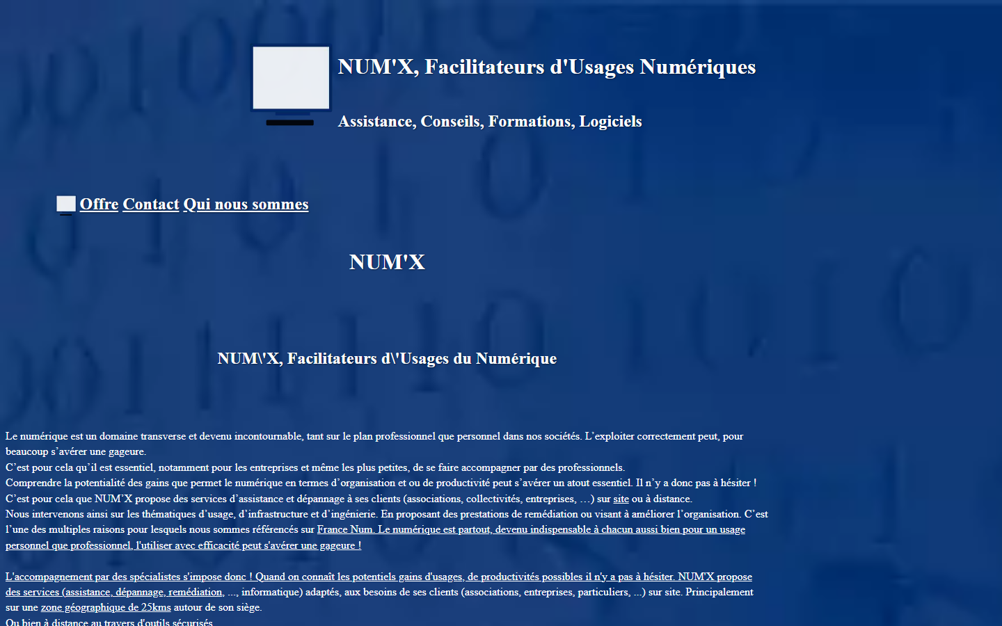 Aperçu du site de Num'X