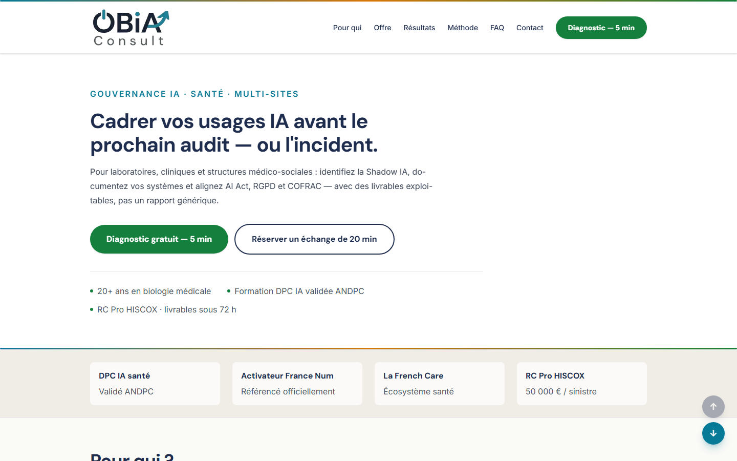 Aperçu du site de OBiA Consult
