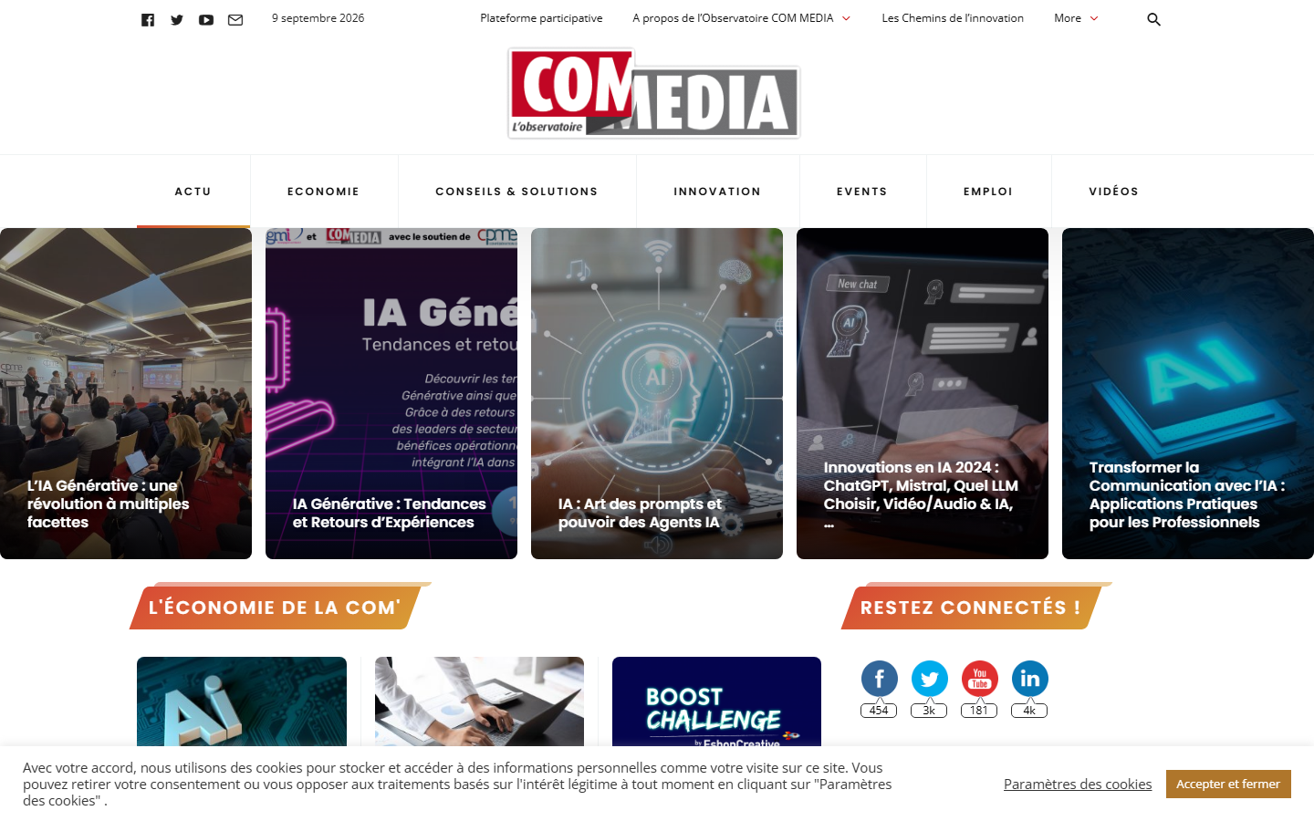 Aperçu du site de L OBSERVATOIRE COM MEDIA