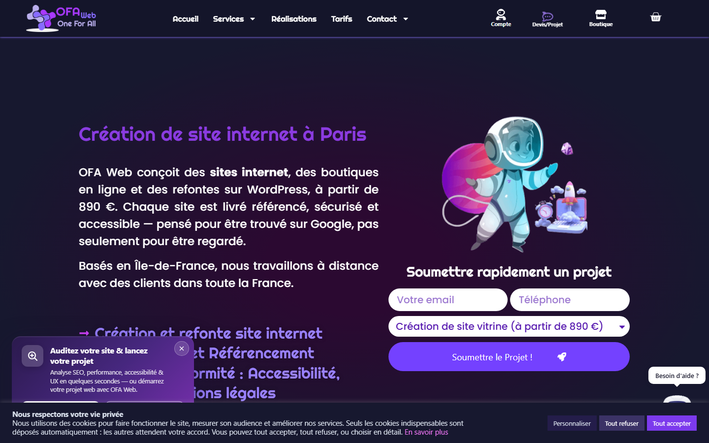 Aperçu du site de OFA Web