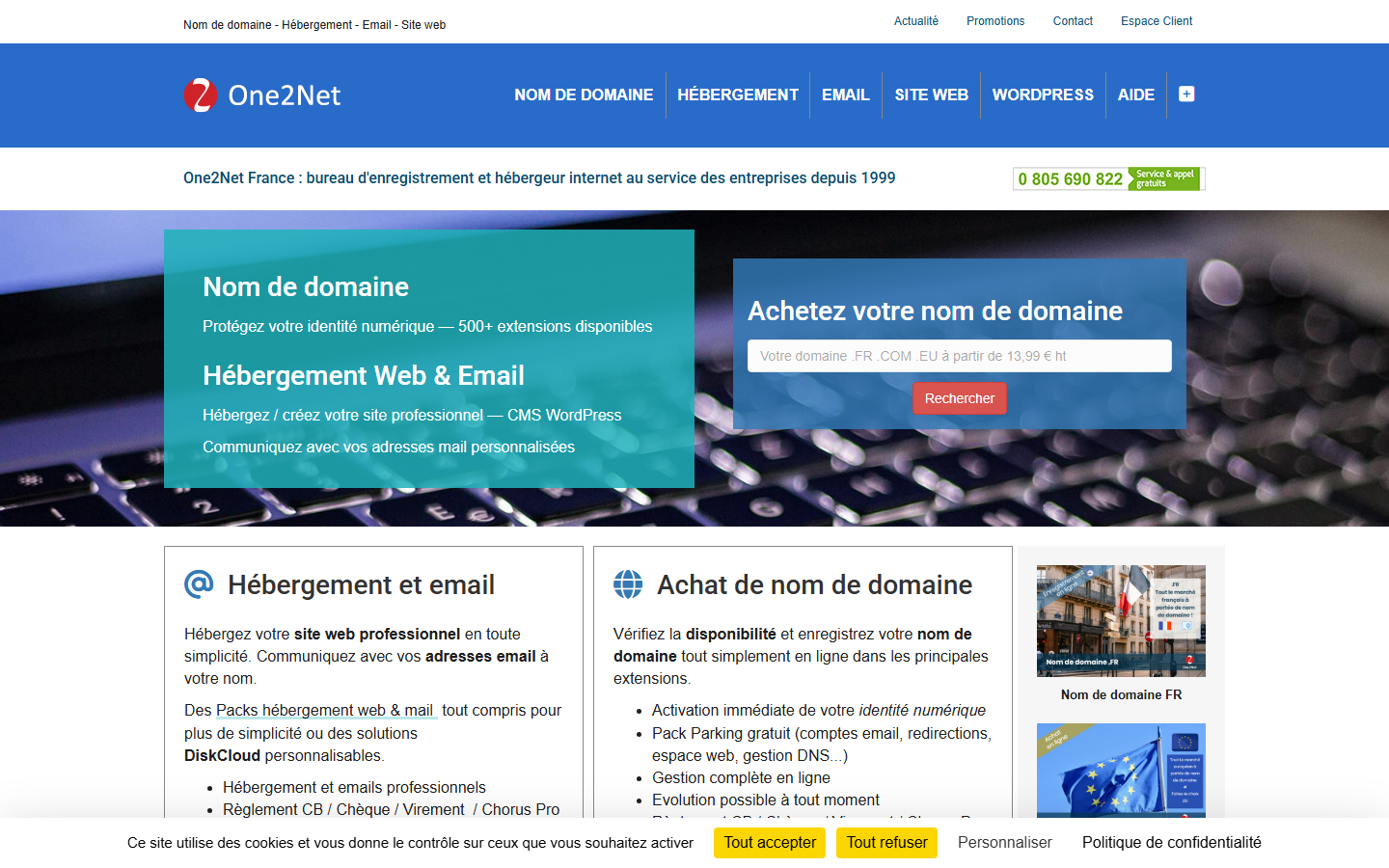 Aperçu du site de One2Net