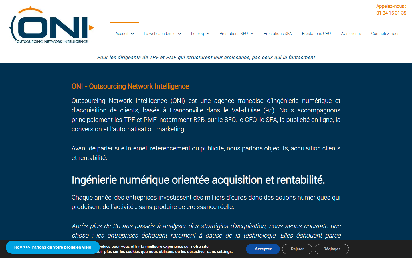 Aperçu du site de Outsourcing Network Intelligence