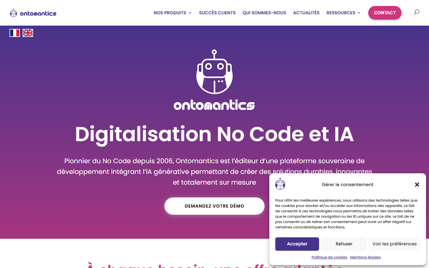 Aperçu du site de ONTOMANTICS SAS