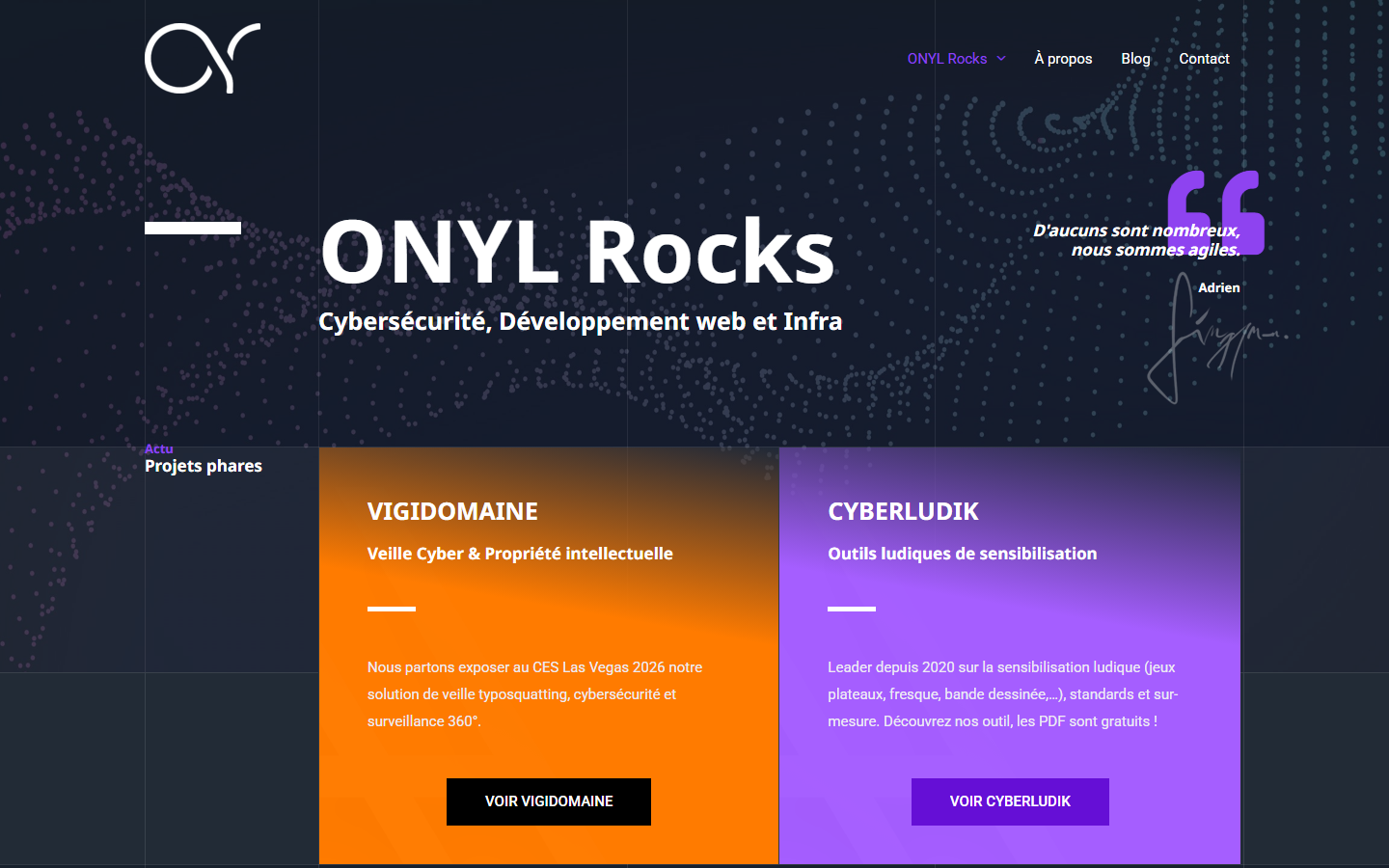 Aperçu du site de ONYL ROCKS