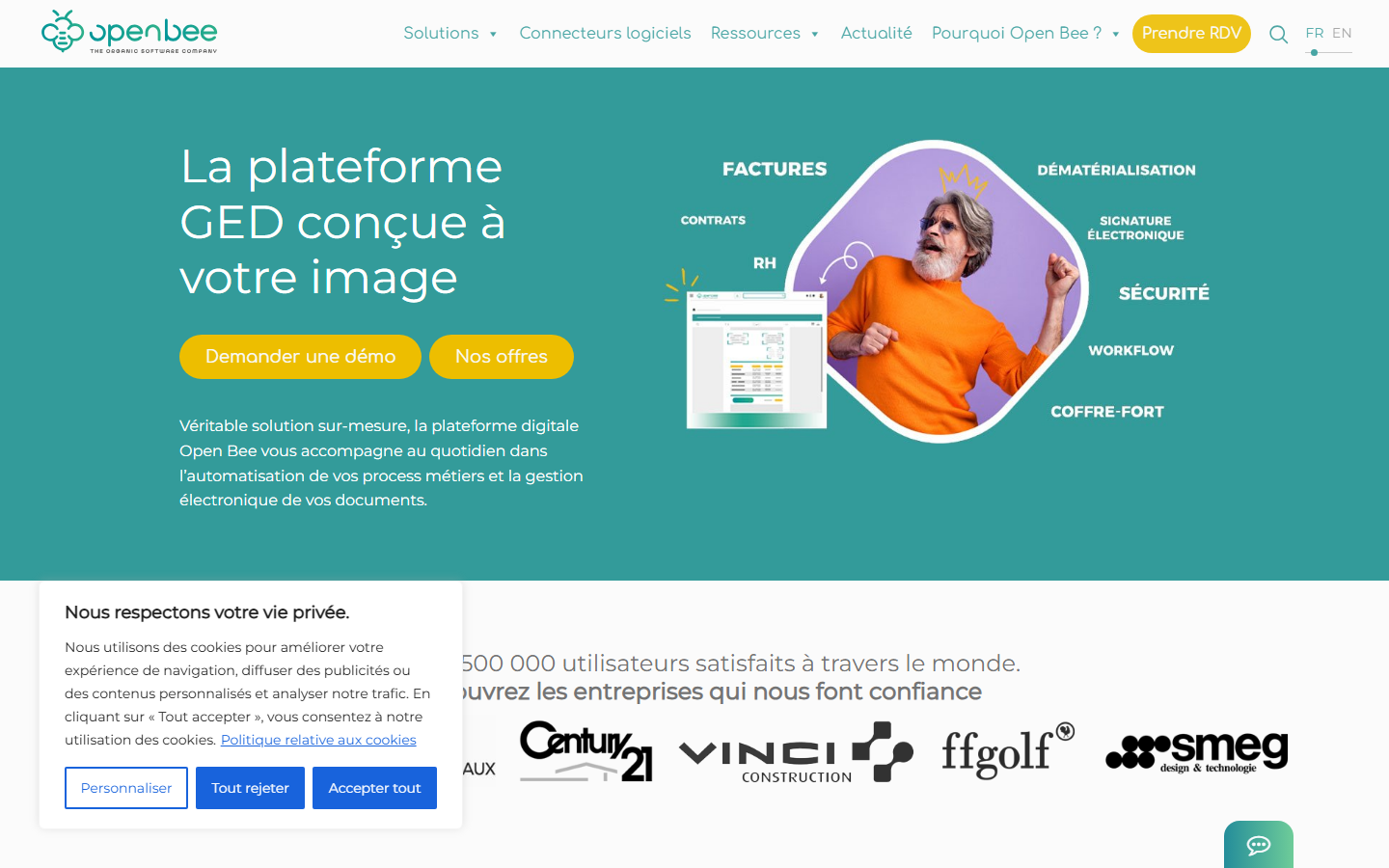 Aperçu du site de Open Bee