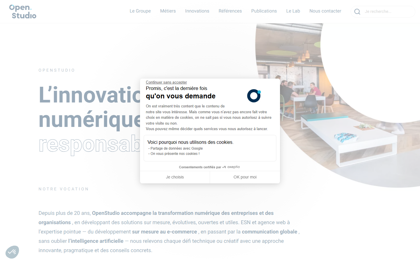 Aperçu du site de OpenStudio