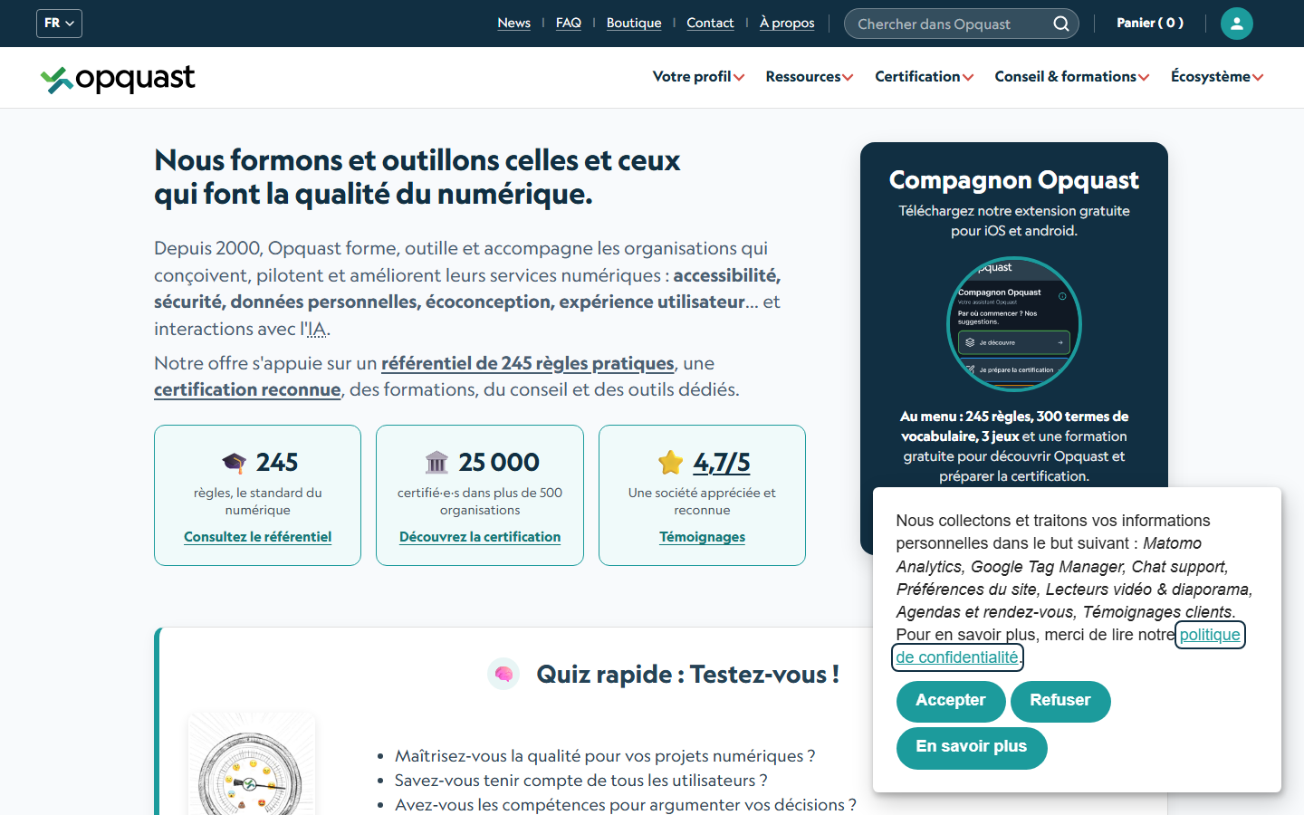 Aperçu du site de Opquast