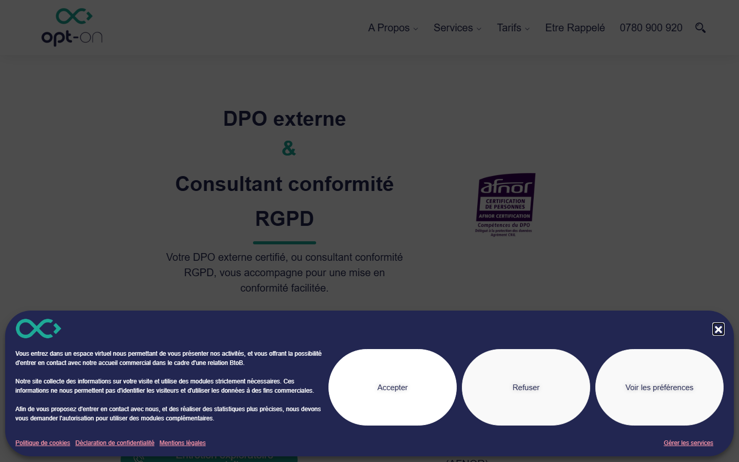 Aperçu du site de OPT-ON