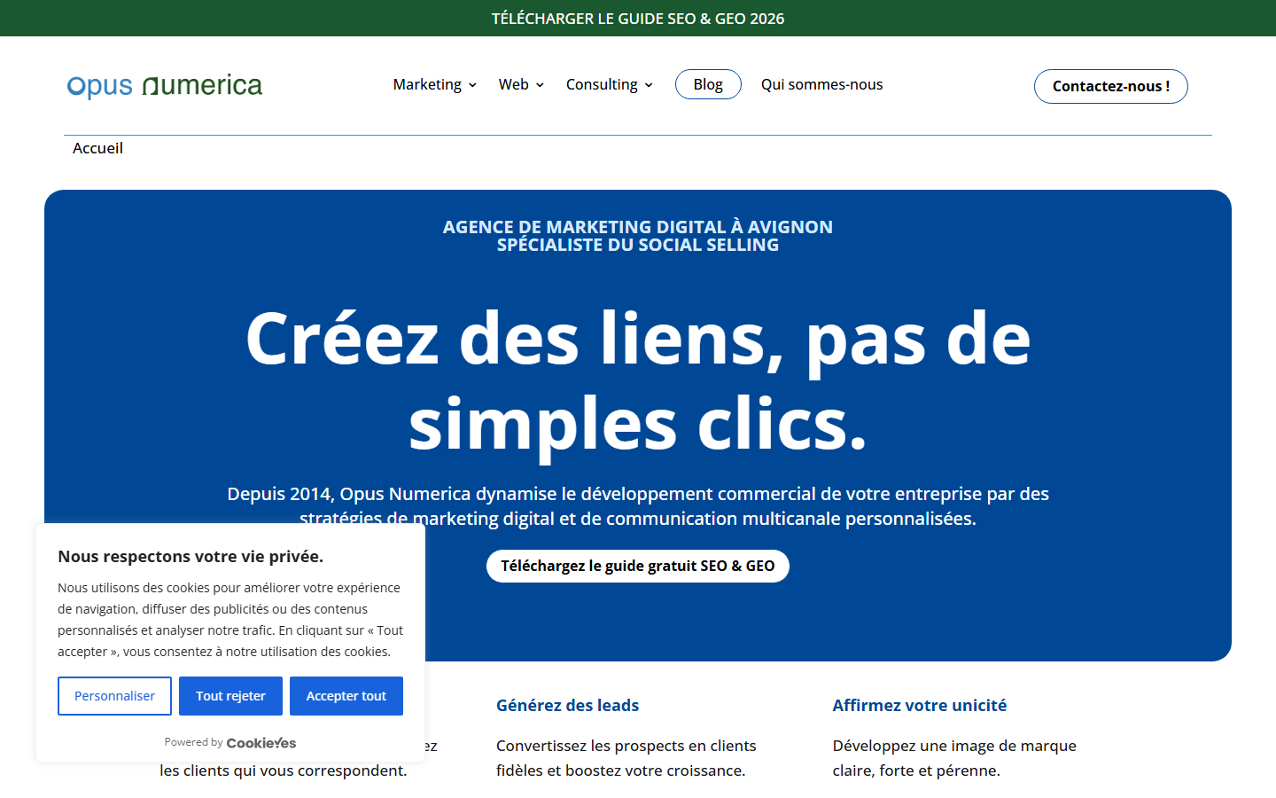 Aperçu du site de OPUS NUMERICA