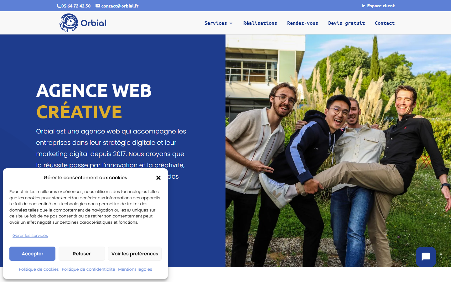 Aperçu du site de Orbial