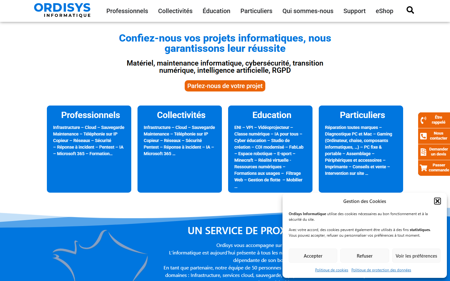 Aperçu du site de Ordisys Informatique