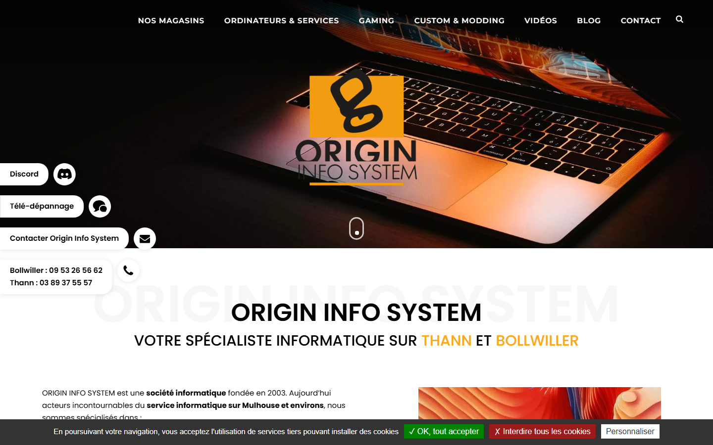 Aperçu du site de ORIGIN INFO SYSTEM