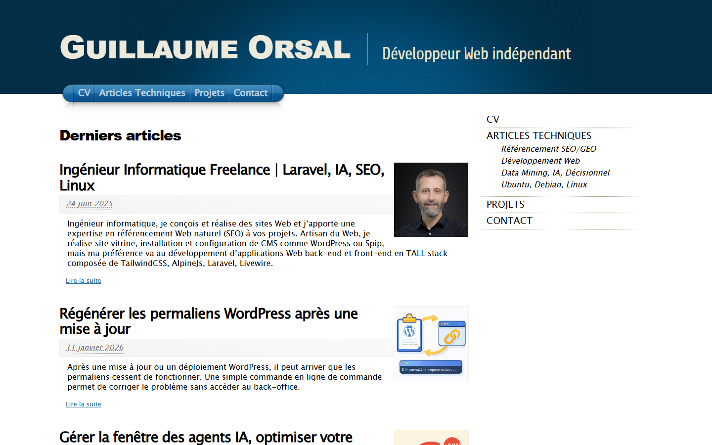 Aperçu du site de Guillaume ORSAL