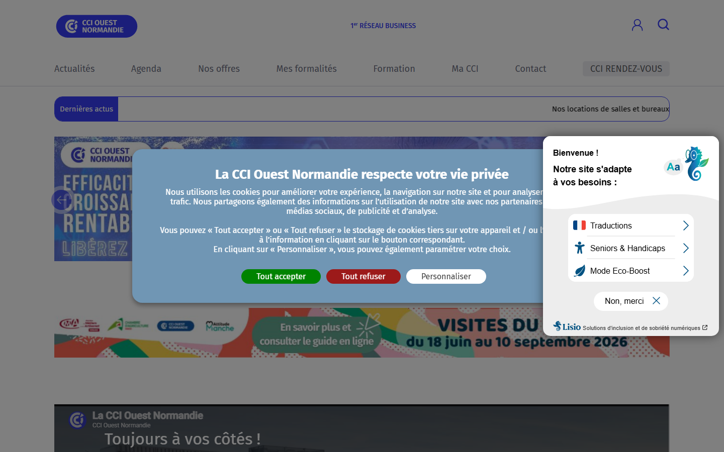 Aperçu du site de CHAMBRE DE COMMERCE ET D'INDUSTRIE TERRITORIALE OUEST NORMANDIE
