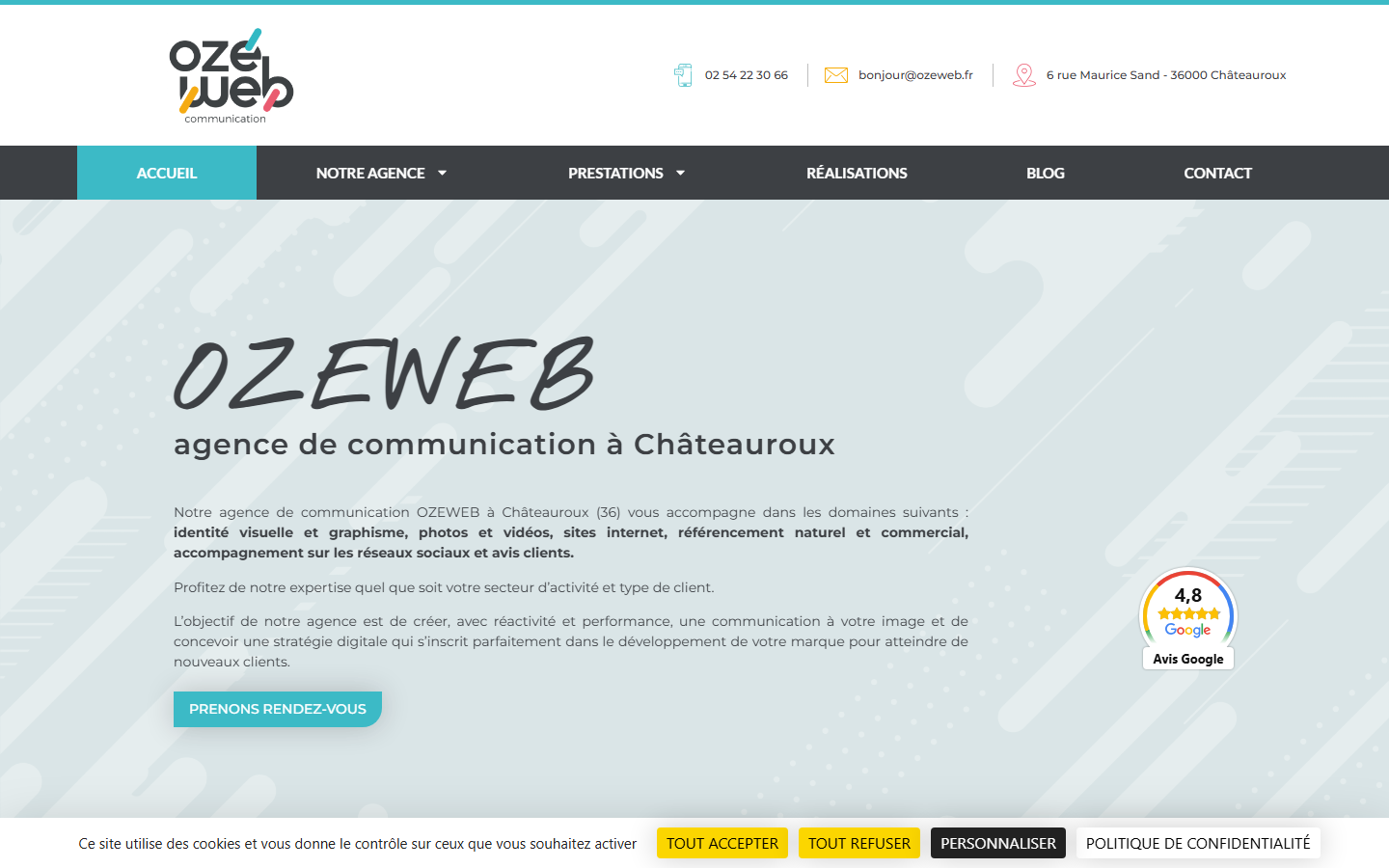 Aperçu du site de OZEWEB