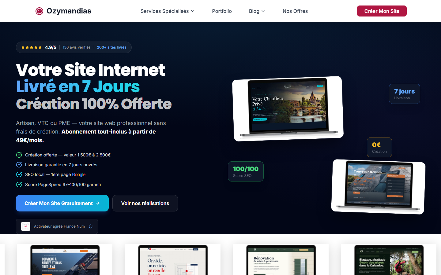 Aperçu du site de Ozymandias Agency