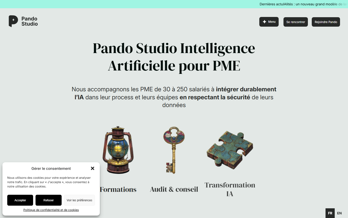 Aperçu du site de PANDO STUDIO