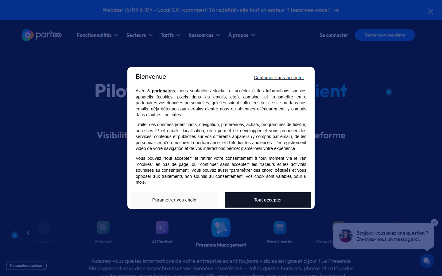 Aperçu du site de Partoo