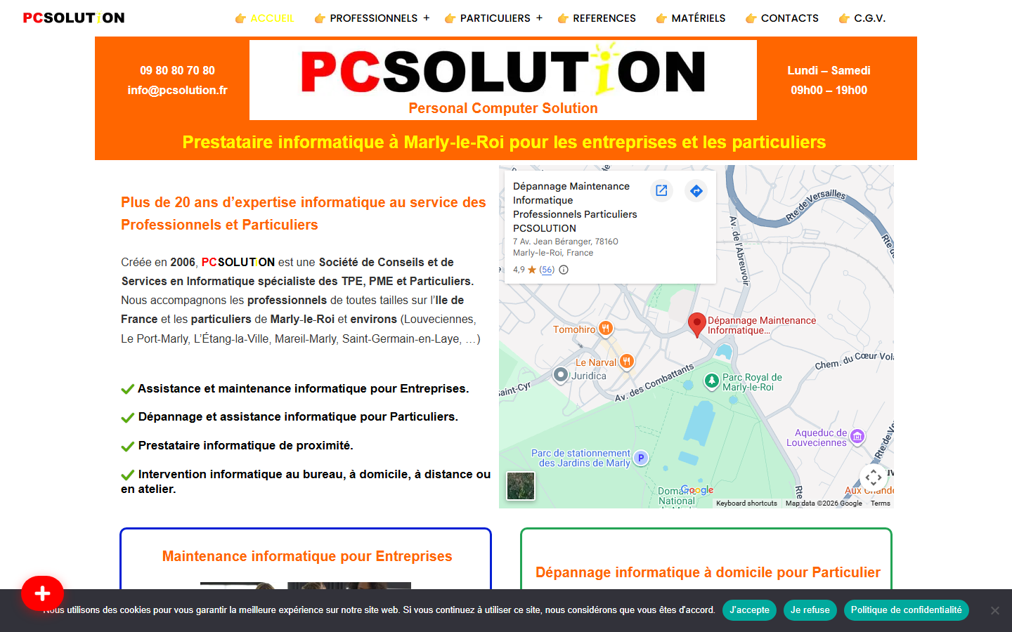 Aperçu du site de Pcsolution