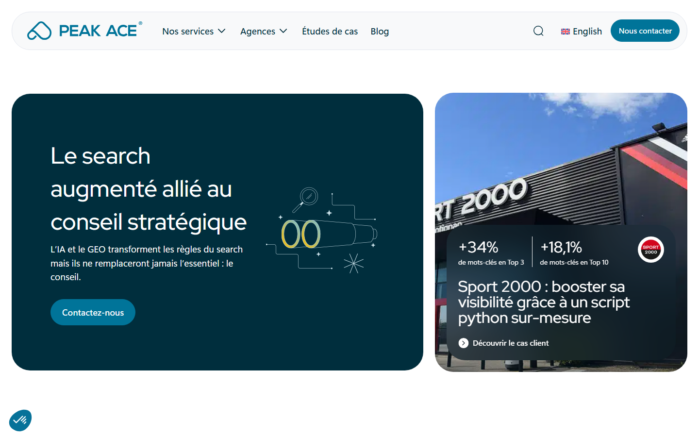 Aperçu du site de PEAK ACE
