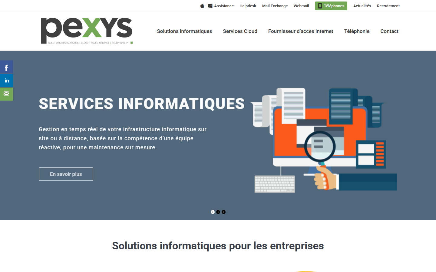 Aperçu du site de Pexys