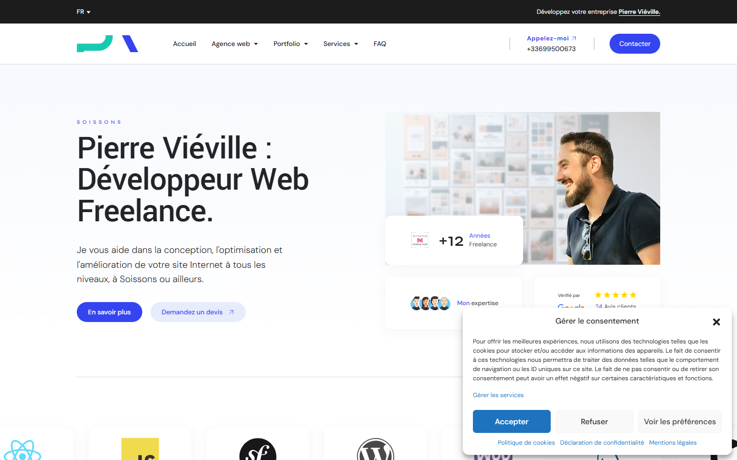 Aperçu du site de Pierre Viéville | Développeur web freelance