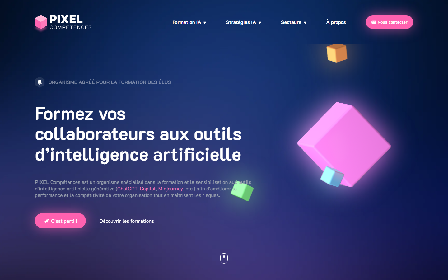 Aperçu du site de PIXEL COMPETENCES