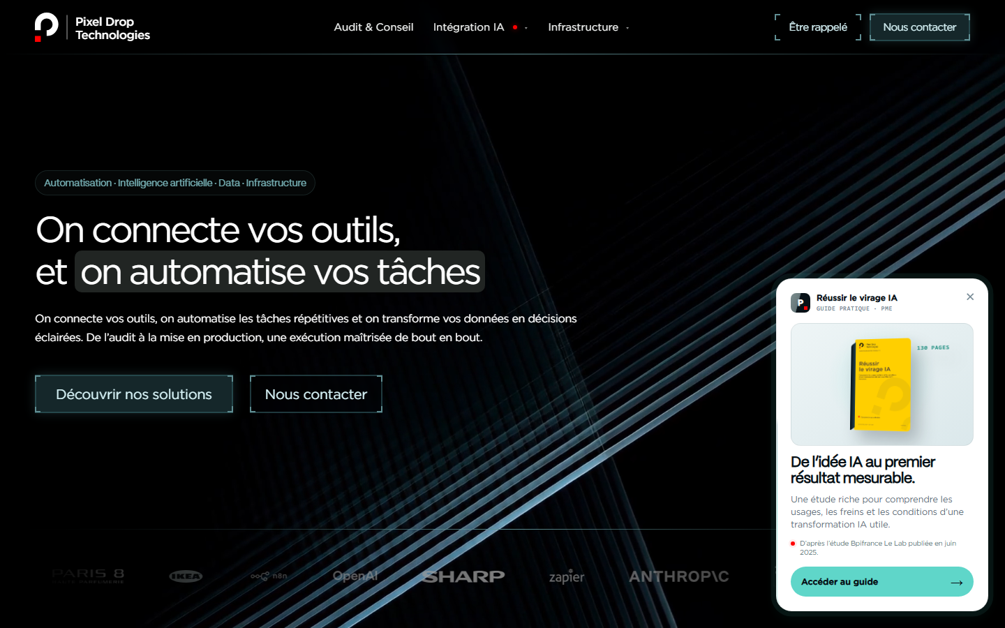 Aperçu du site de Pixel Drop