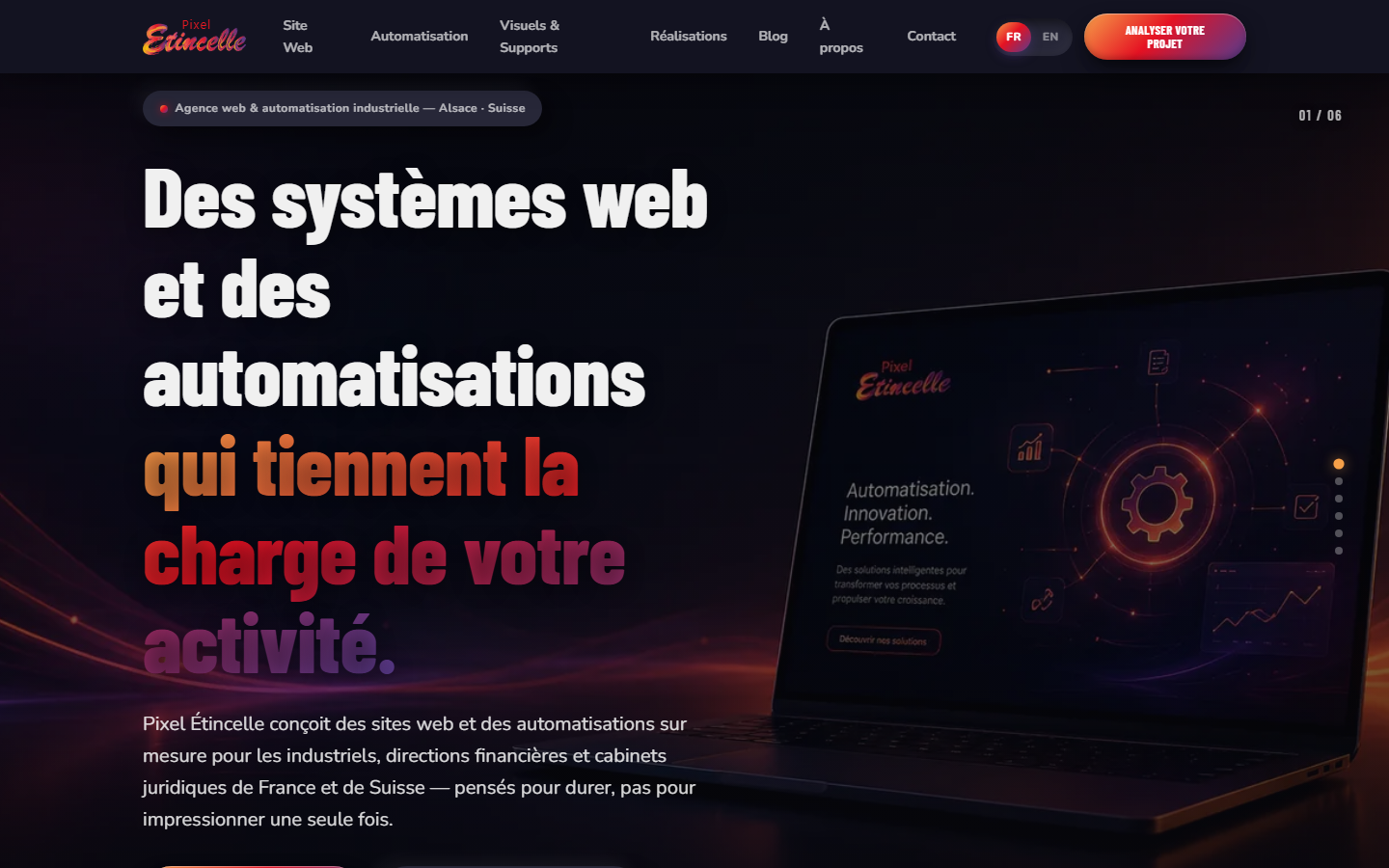 Aperçu du site de PIXEL ETINCELLE