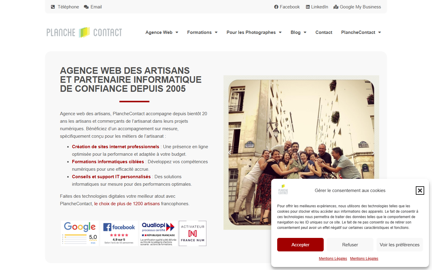 Aperçu du site de PlancheContact